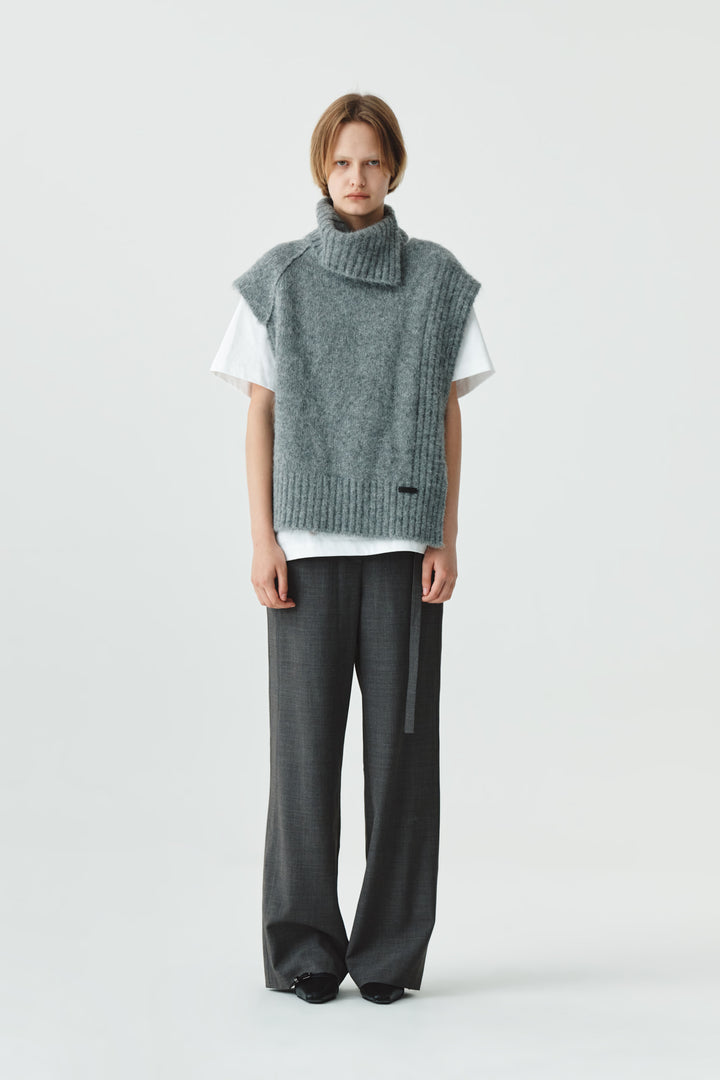 Matinkim Waist Point Belted Wool Trouser IN Grey