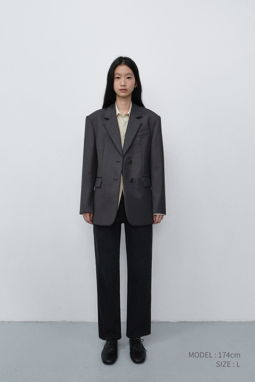 Dunst Essential 2 Button Wool Blazer Charcoal Grey