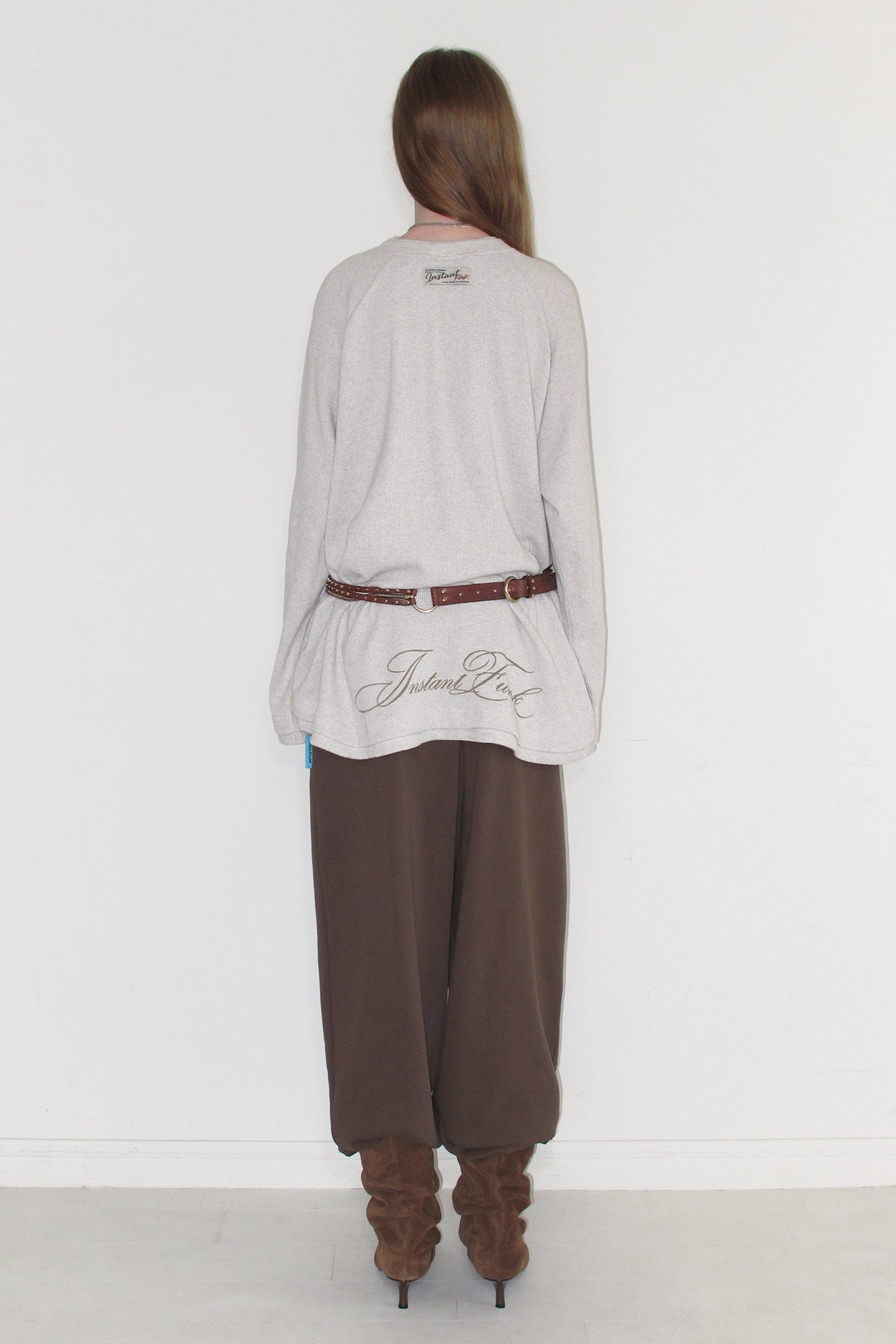 Instantfunk Waffle Graphic Oversized T Shirt - Oatmeal