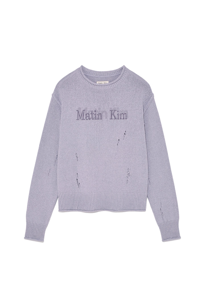 Matinkim Crack Logo Vintage Knit Pullover For Women IN Lilac