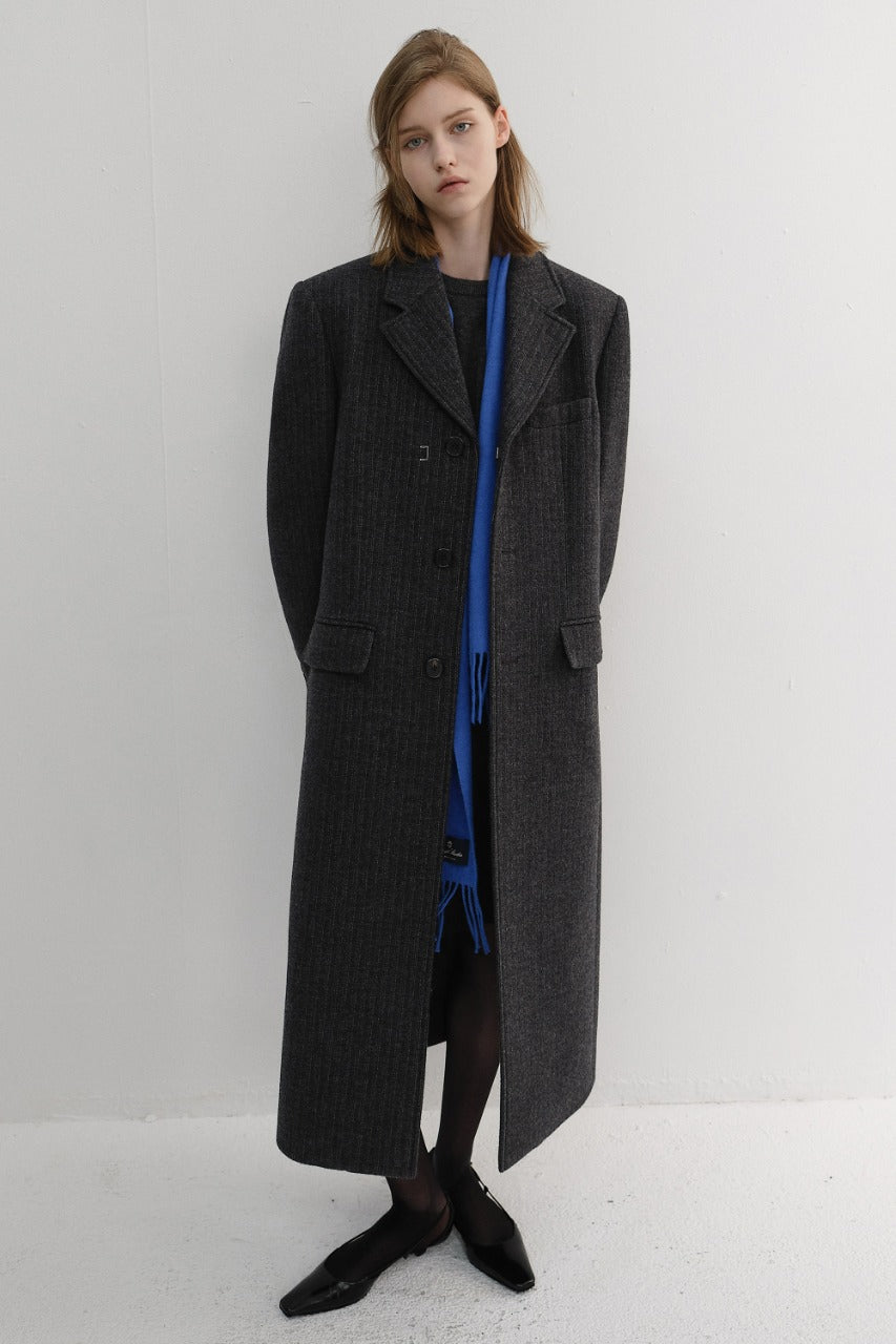 Dunst Unisex 2-Way 3 Button Coat Grey Stripe