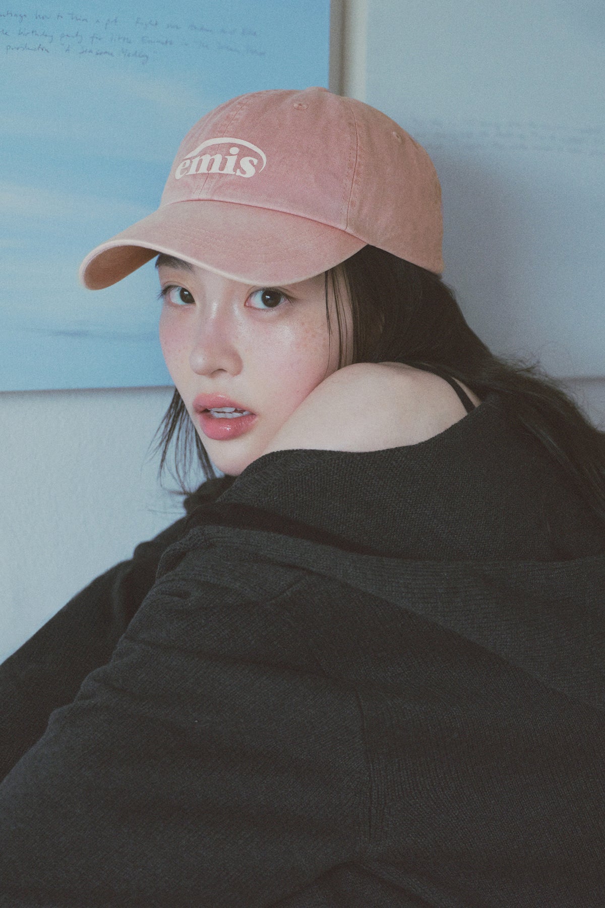 Emis Logo Print Pigment Dyeing Ball Cap-Pink