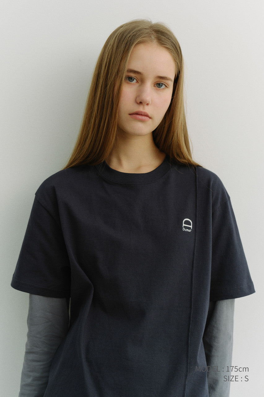 Dunst Unisex Logo Crease T-Shirt French Navy