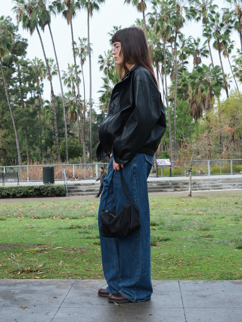 Low Classic Artificial Leather Jumper Black