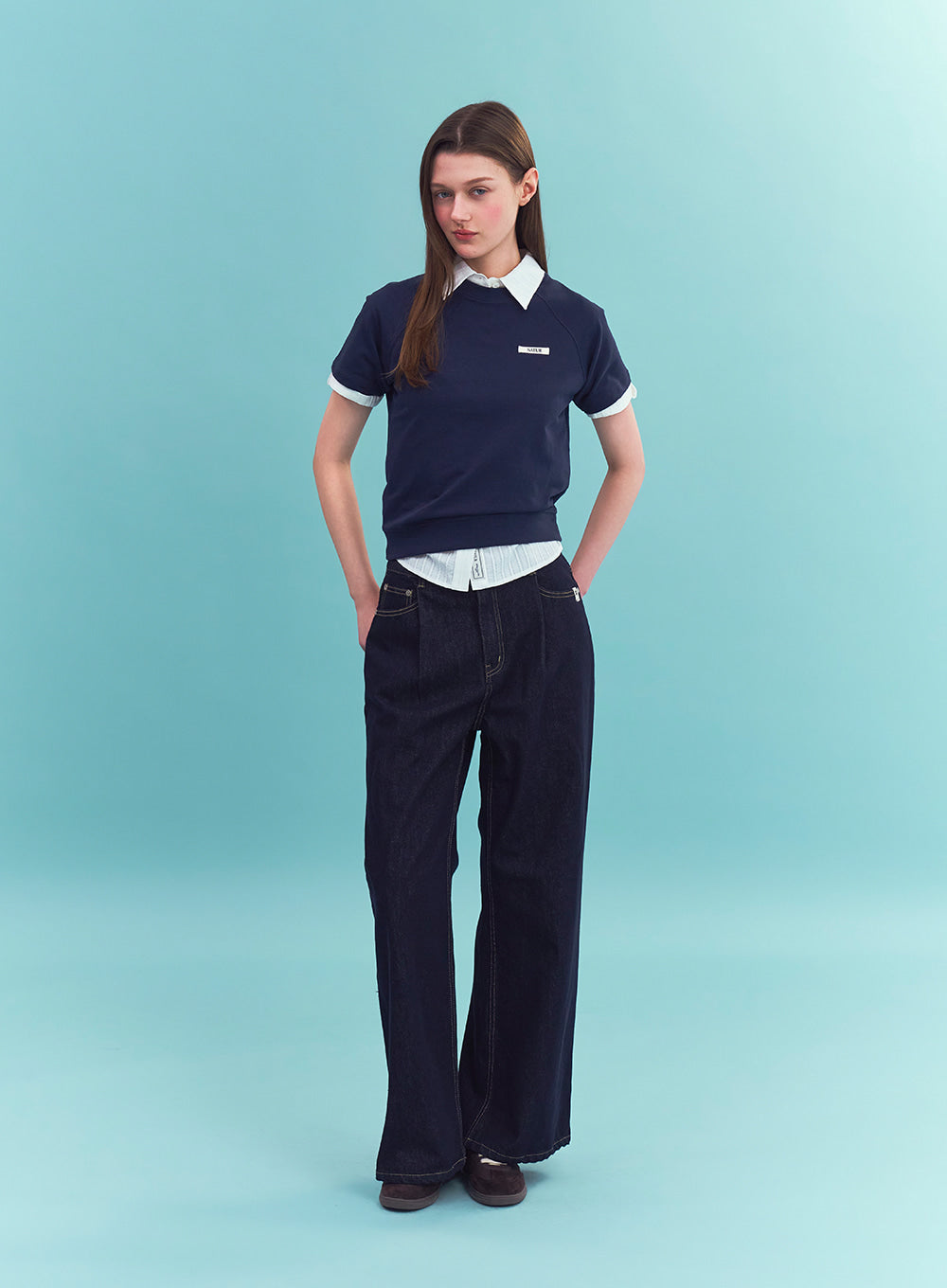 Satur (W) Basic Half Sweatshirt - Navy
