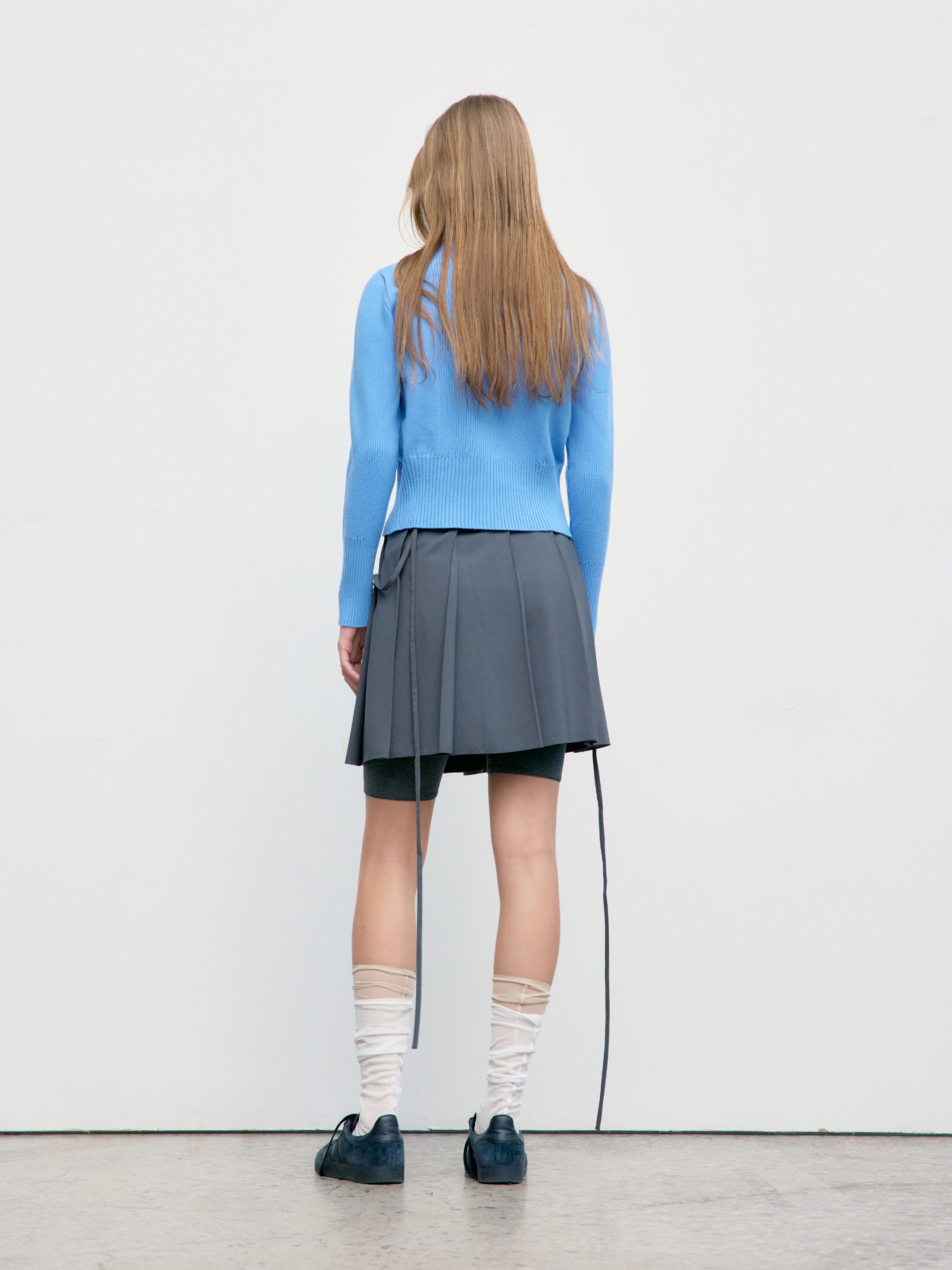 Low Classic Pleated Mini Dress Grey