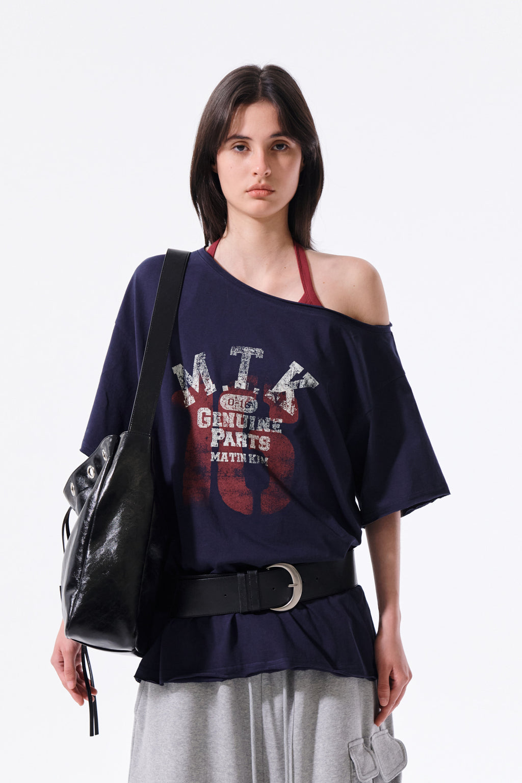 Matinkim Mtk 16 Graffiti Logo Asymmetric Top IN Navy