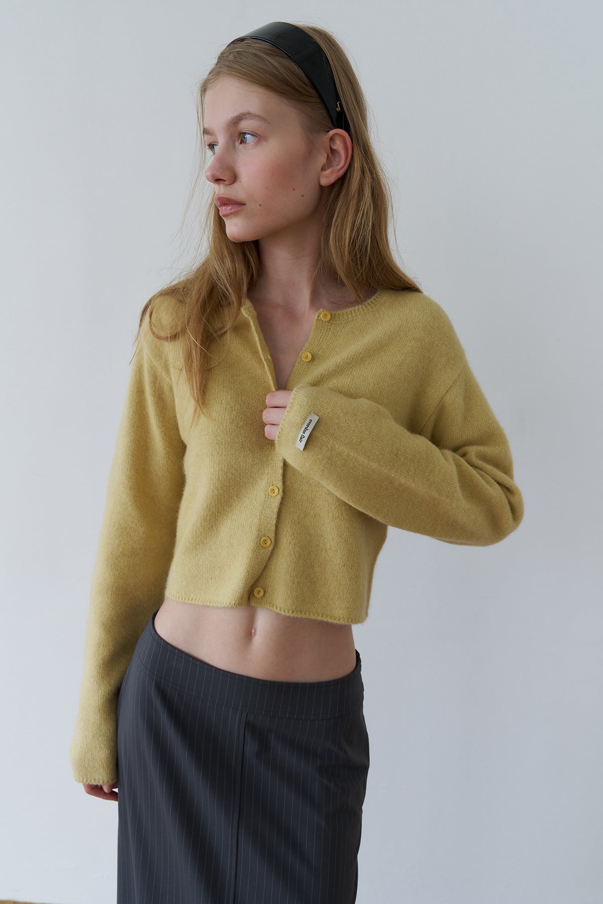 Overdueflair Raccoon Semi-Crop Cardigan Butter Yellow