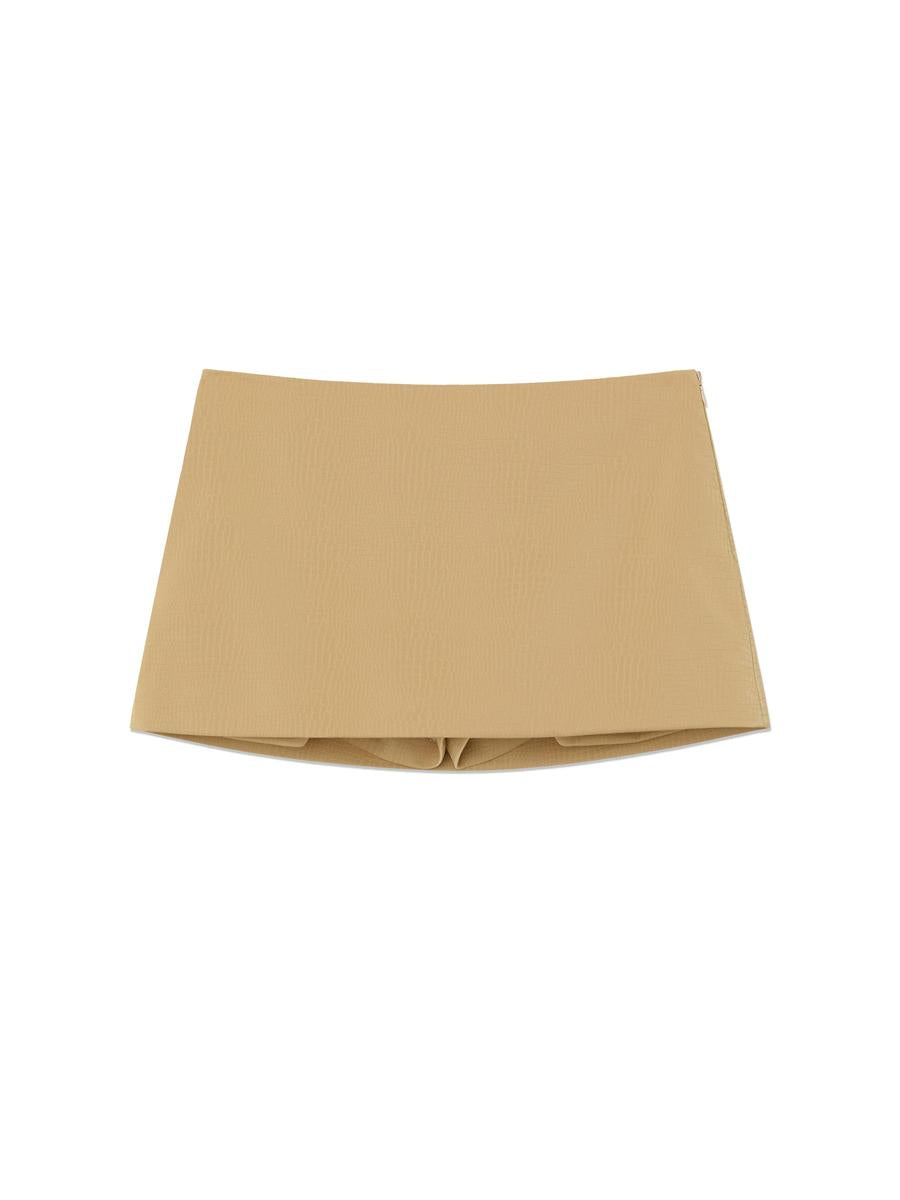 GLOWNY Matte Crack Mini Skirt (Beige)