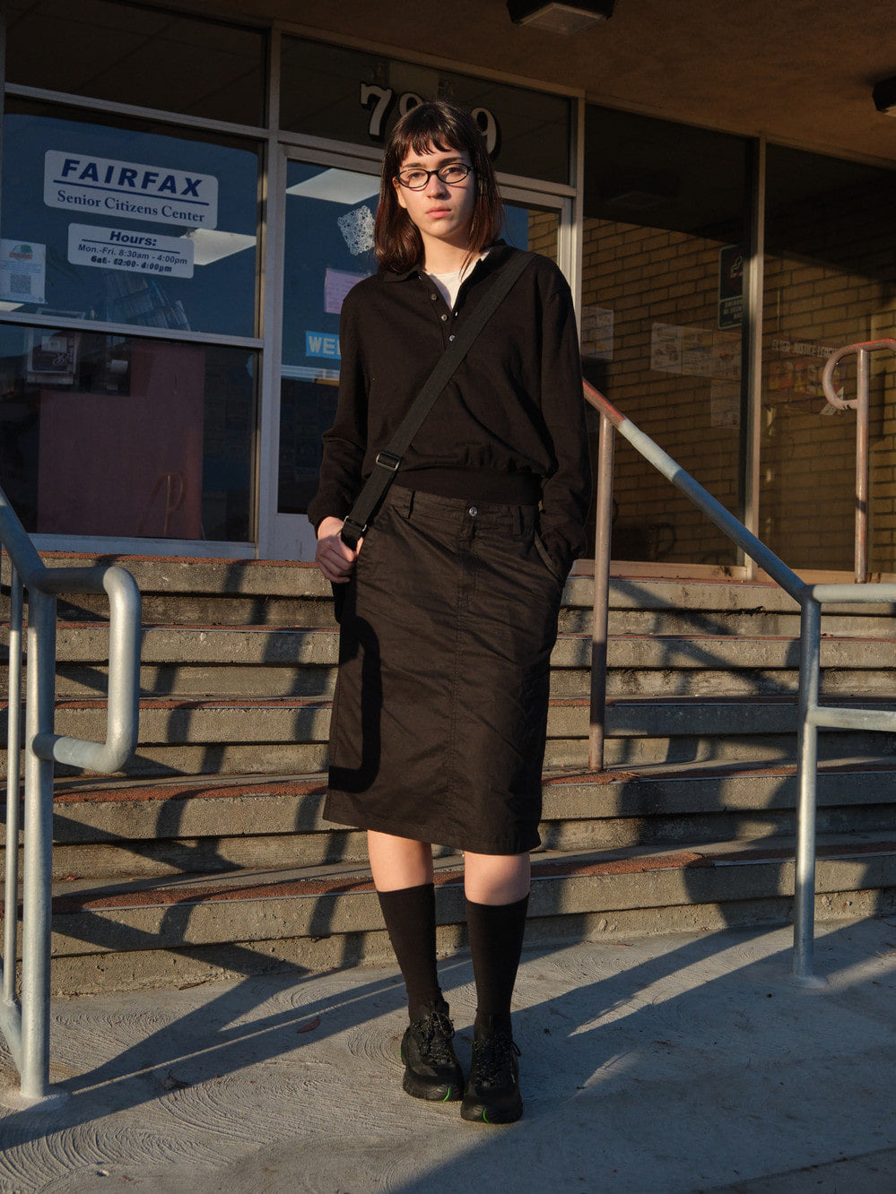 [Low Classic] Washed Cotton Pocket Skirt_Black