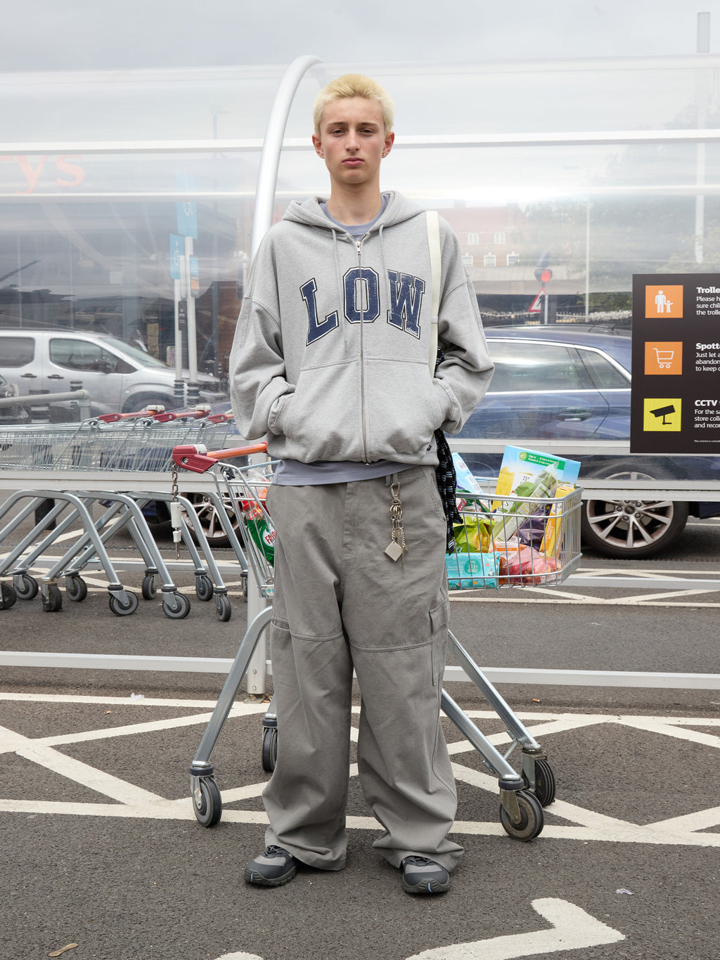 Low Classic Low Soft Sweat Zip-Up Hoodie Melange Grey