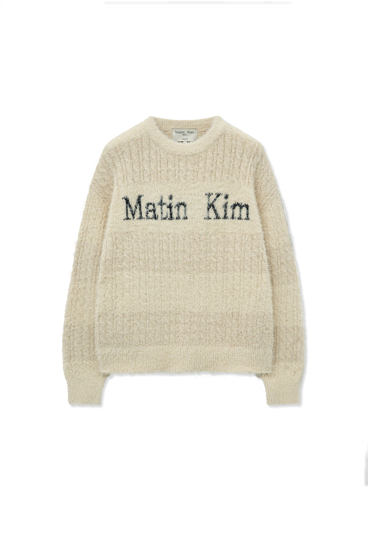 Matinkim Hairy Cable Knit Pullover In Light Beige
