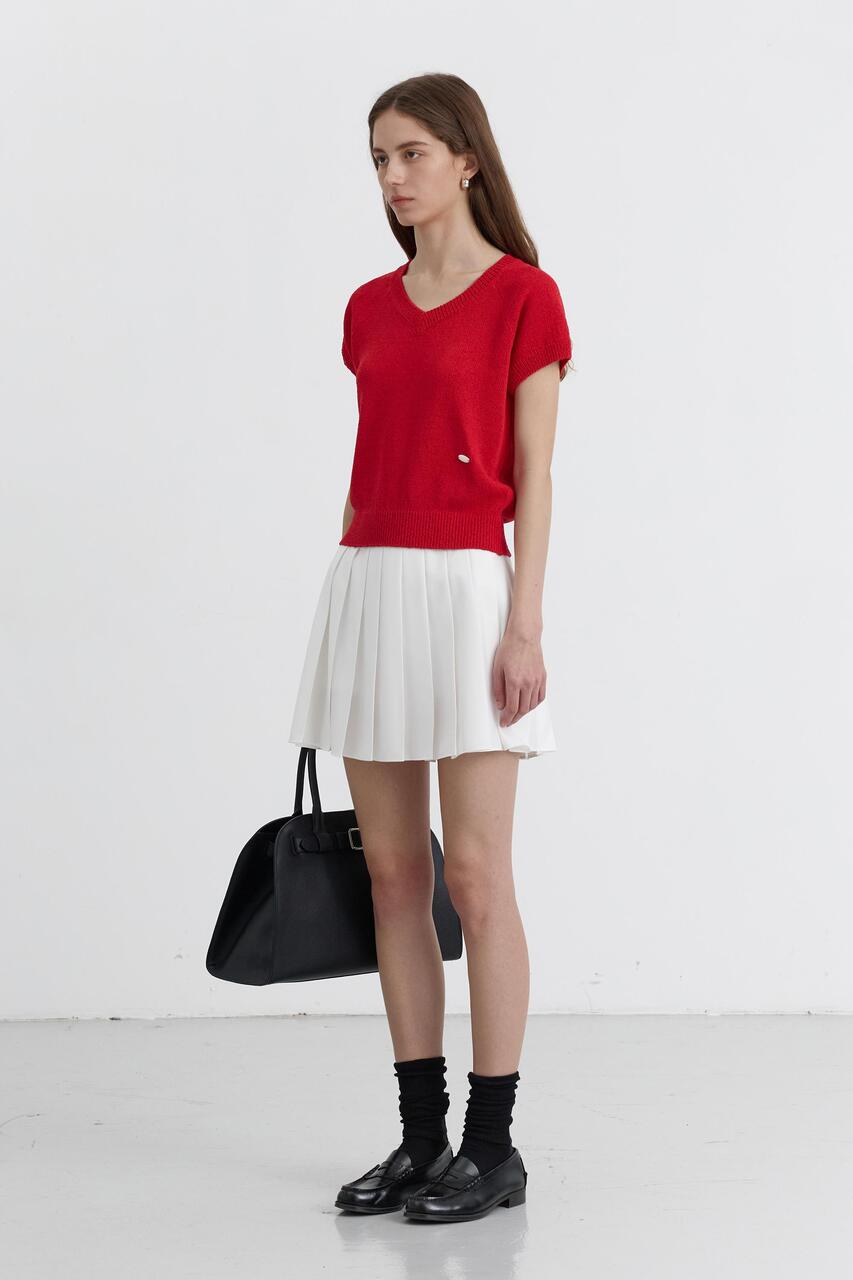 Dunst Summer Linen V-Neck Knit Red
