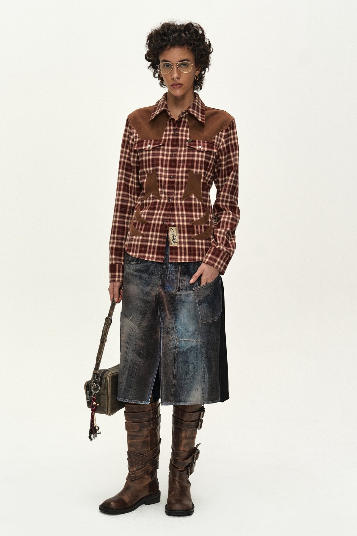 Andersson Bell Illusion Patchwork Trompe L'Oeil Pleated Skirt