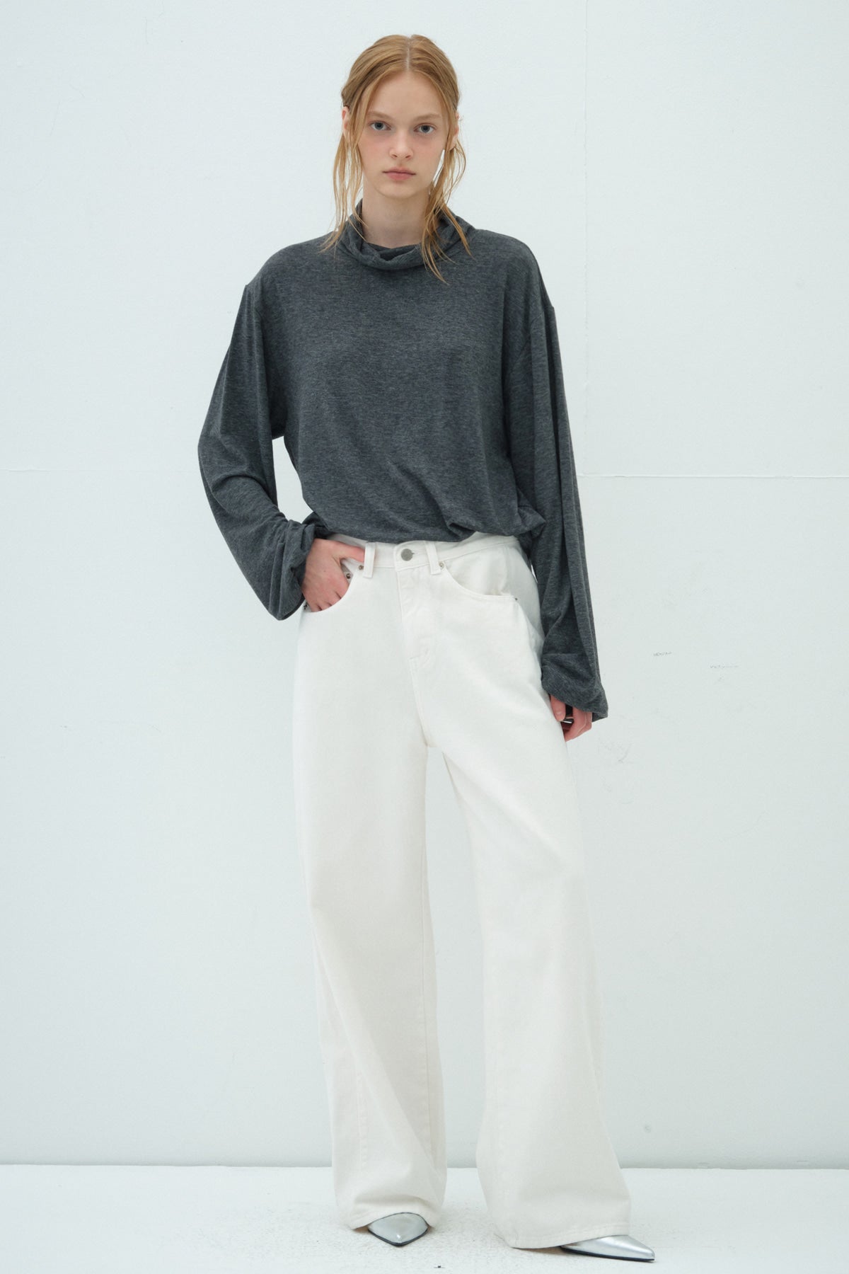 Overdueflair Cotton Wide Denim Pants White