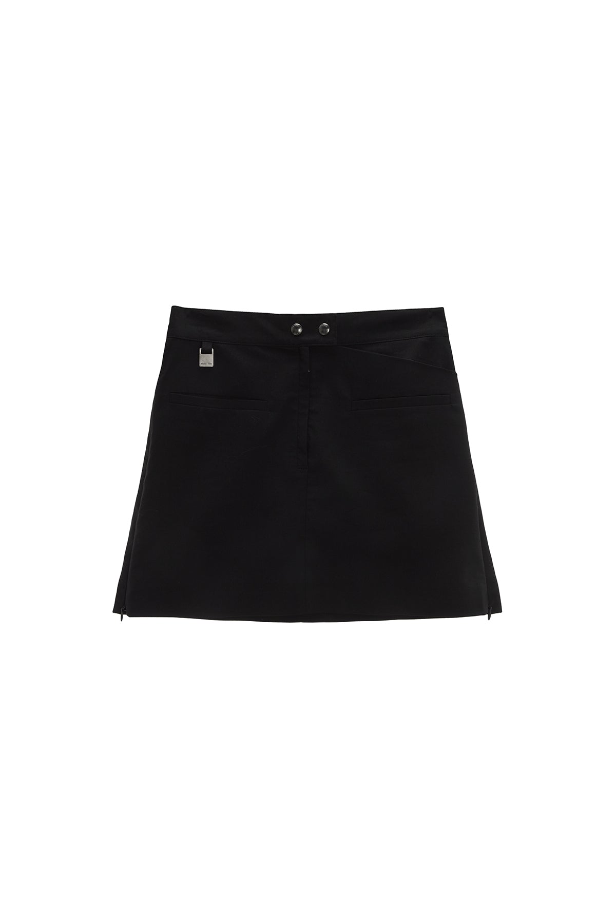 [matinkim] ZIPPER POINT LINEN MINI SKIRT IN BLACK