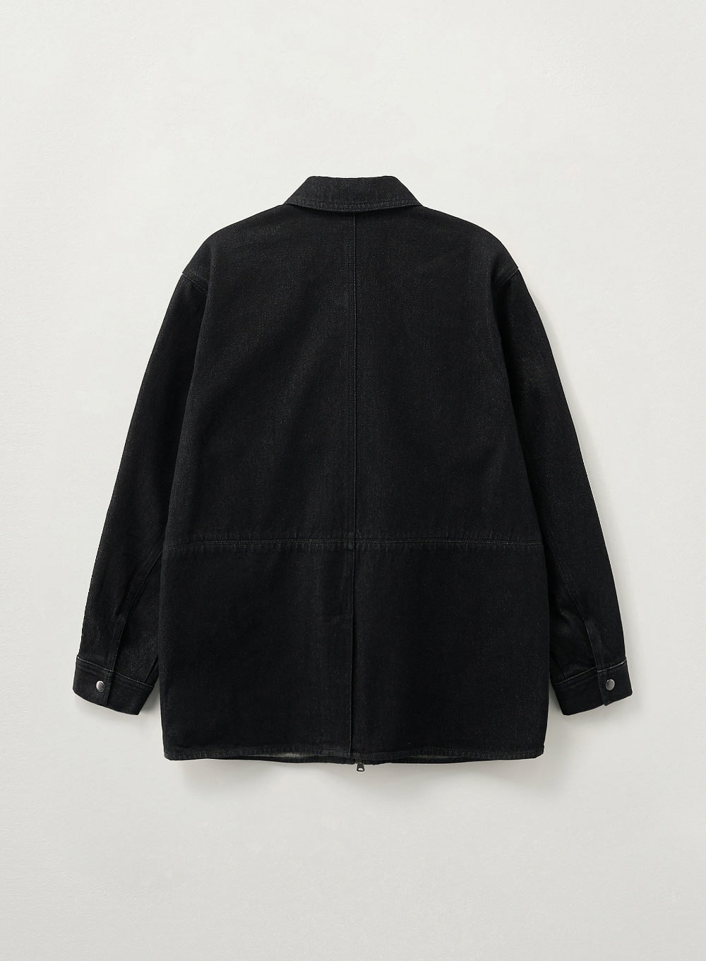[satur] (W) Nonfade Denim Half Single Jacket - Black