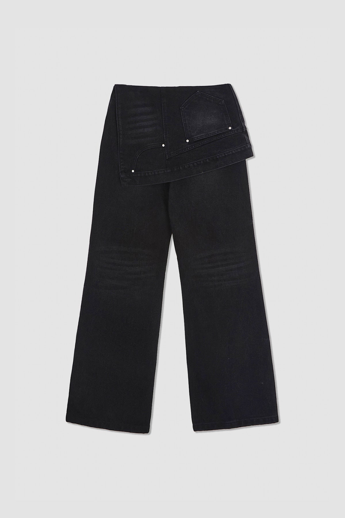 Matinkim Upside Down Layered Denim Pants IN Black