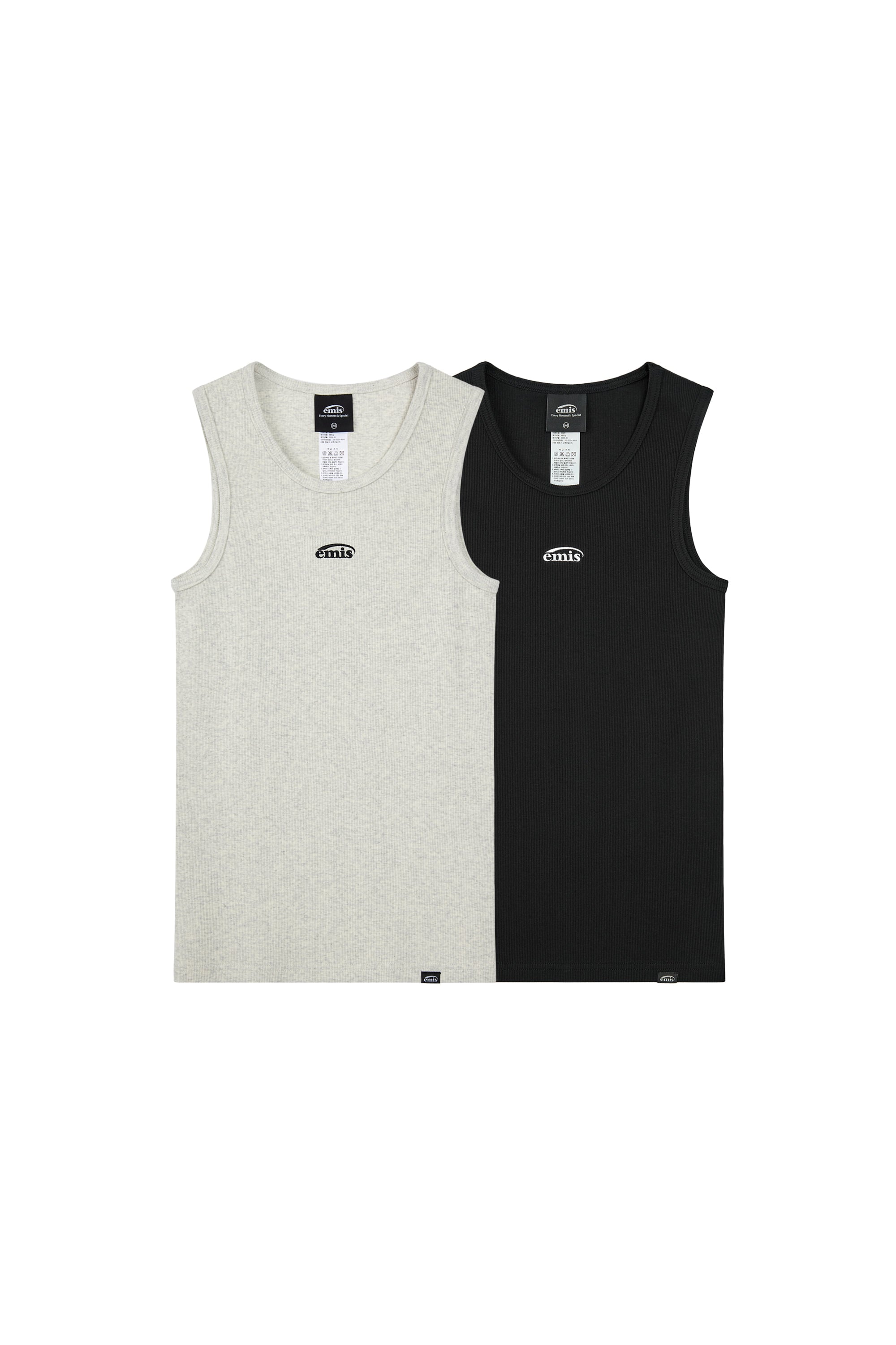 TWO PACK SLEEVELESS-OATMEAL/BLACK