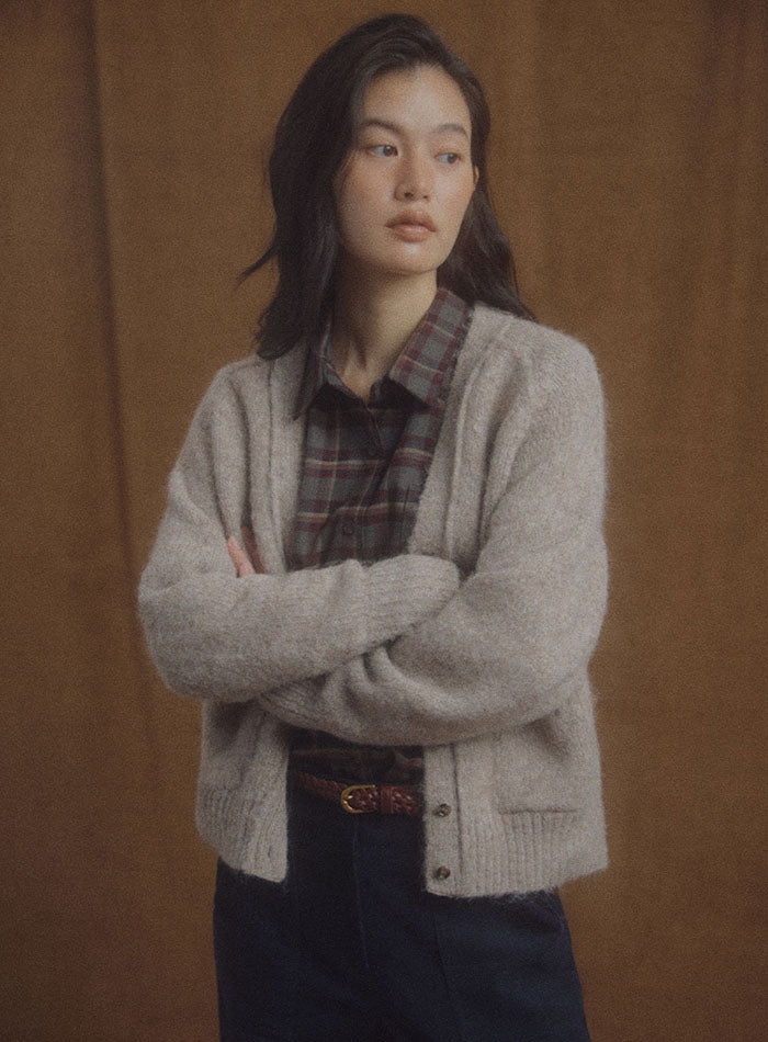 Mango Maniplease Yett Wool Cardigan Melange Beige