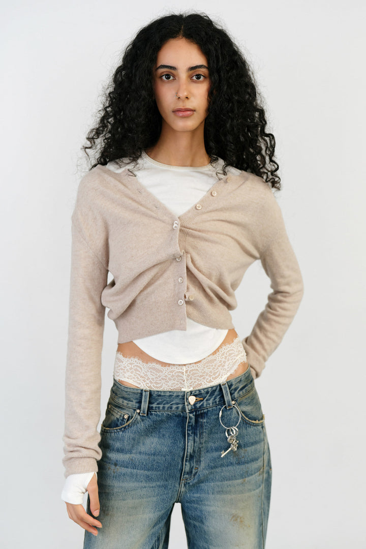 Instantfunk Essential Wool Round Cardigan - Beige