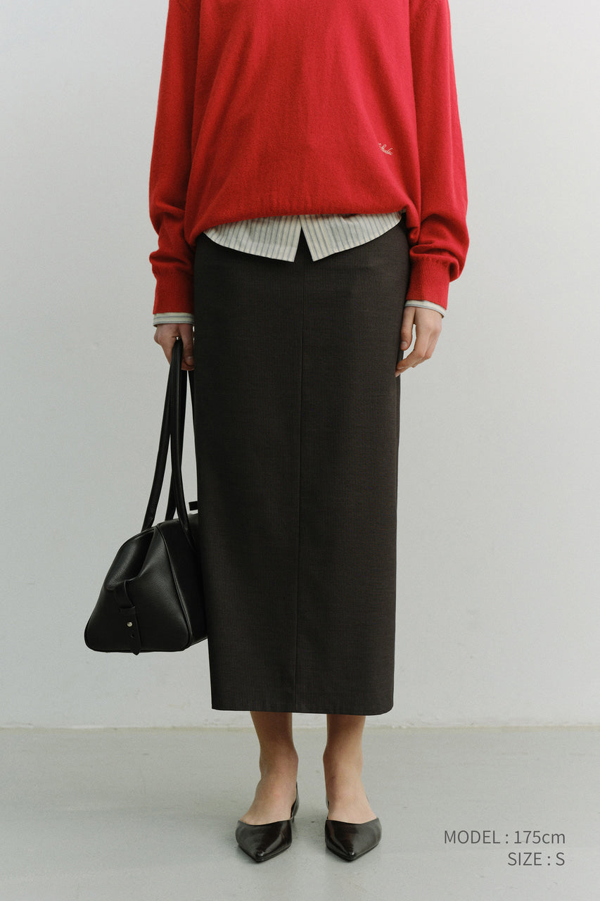 Dunst H-Line Striped Maxi Skirt Grey Stripe