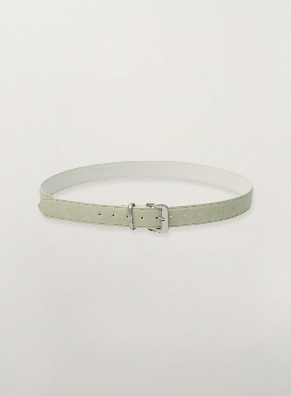 [satur] Synthetic Suede Square Buckle Belt - Cream