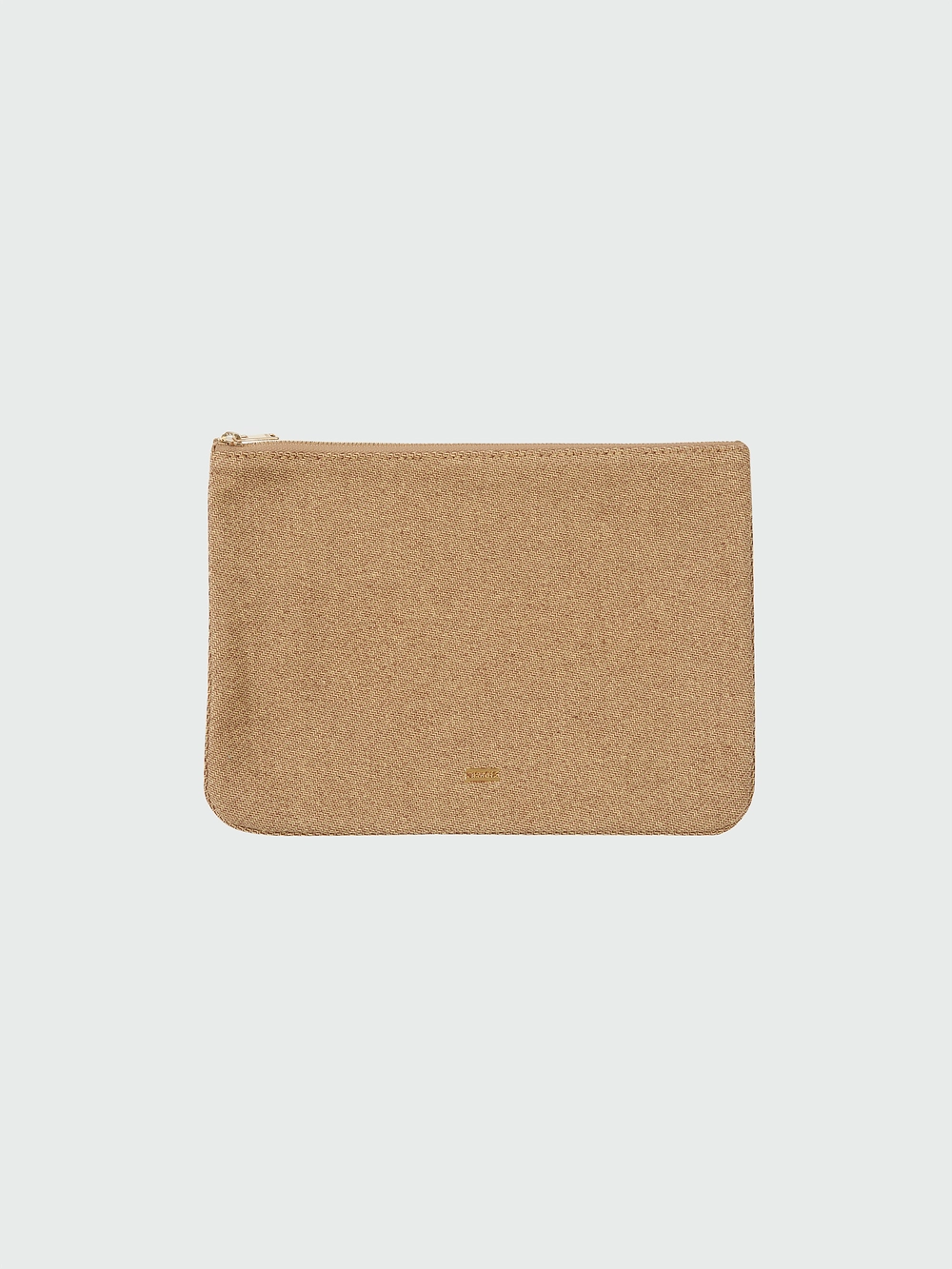 EENK Logo Detailed Zip-Up Pouch Medium - Camel