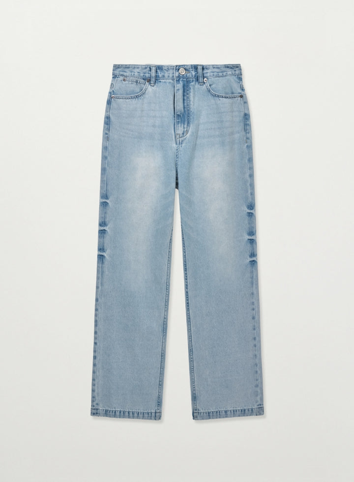 Satur (W) Washed Relaxed Denim Pants - Light Blue