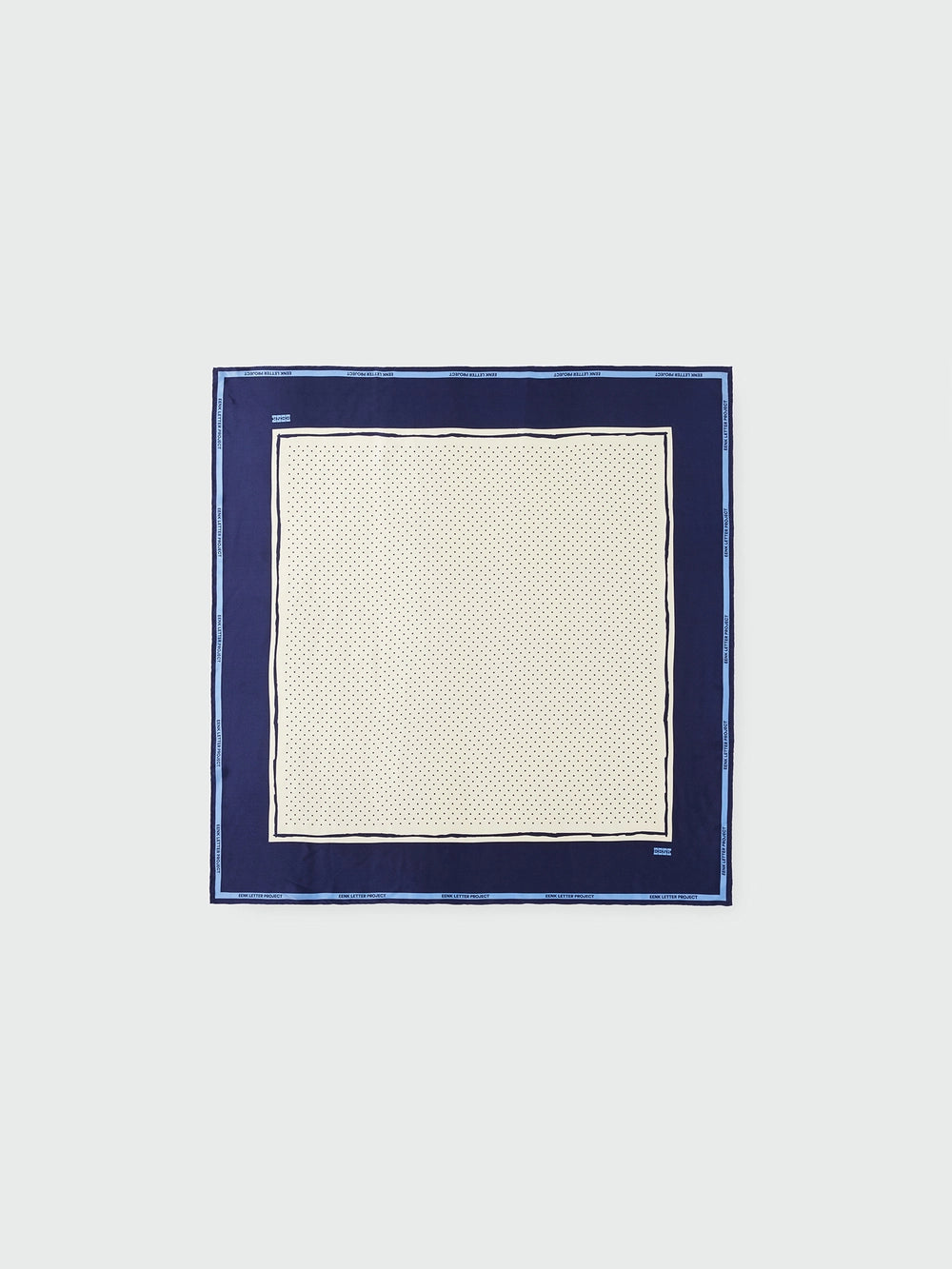 EENK Logo Print Contrast Silk Scarf - Navy