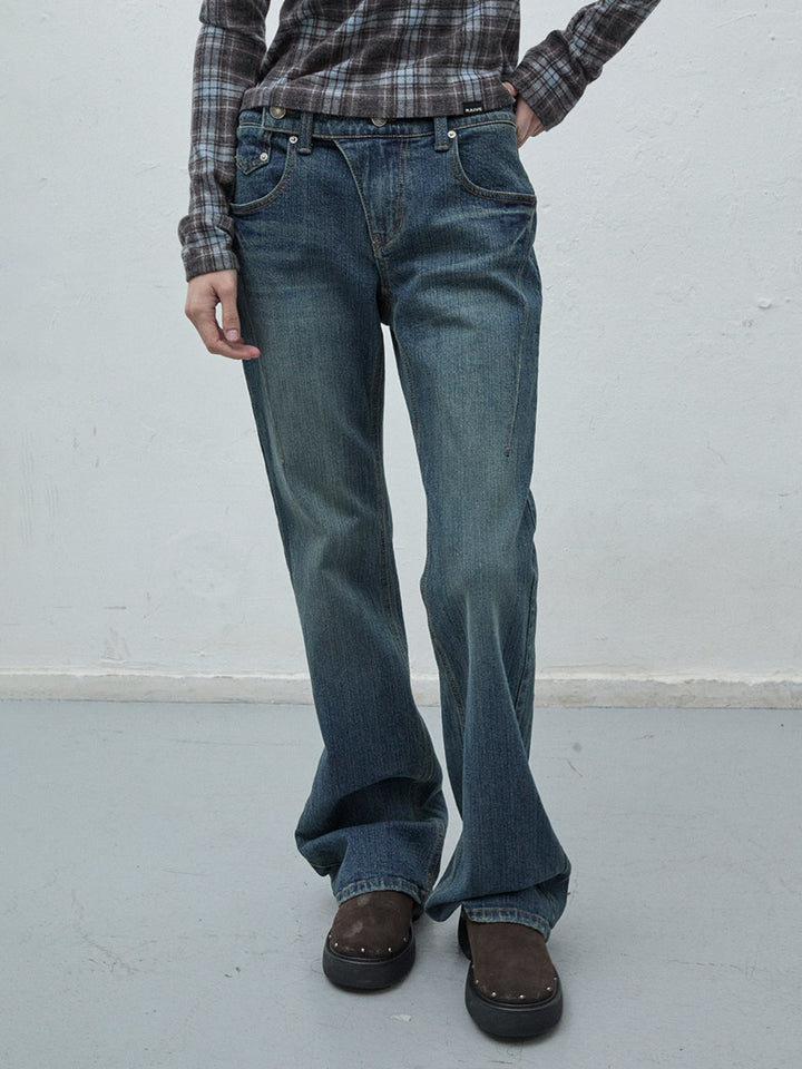 Raive Low Rise Boots Cut Denim Pants