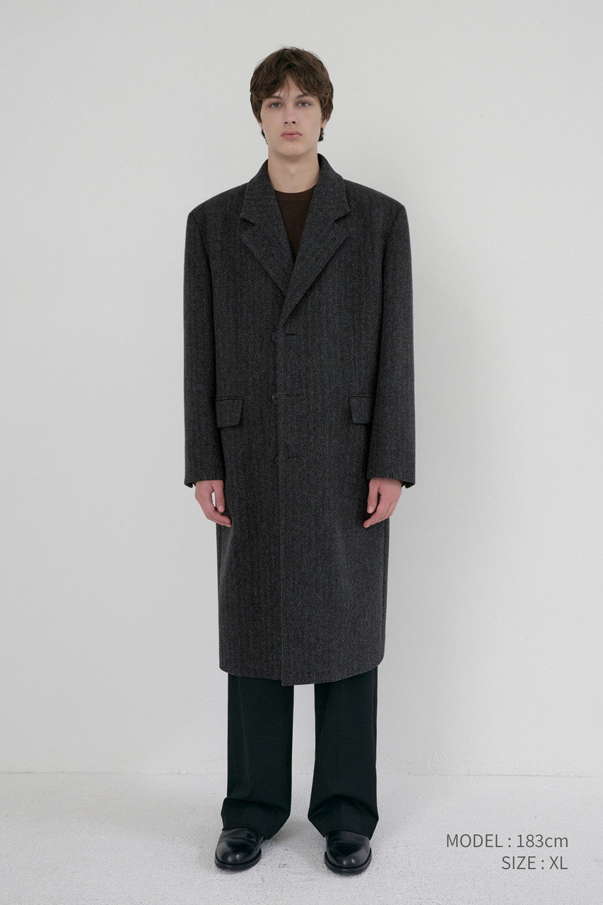 Dunst Unisex Boxy Tailored Coat Grey Herringbone
