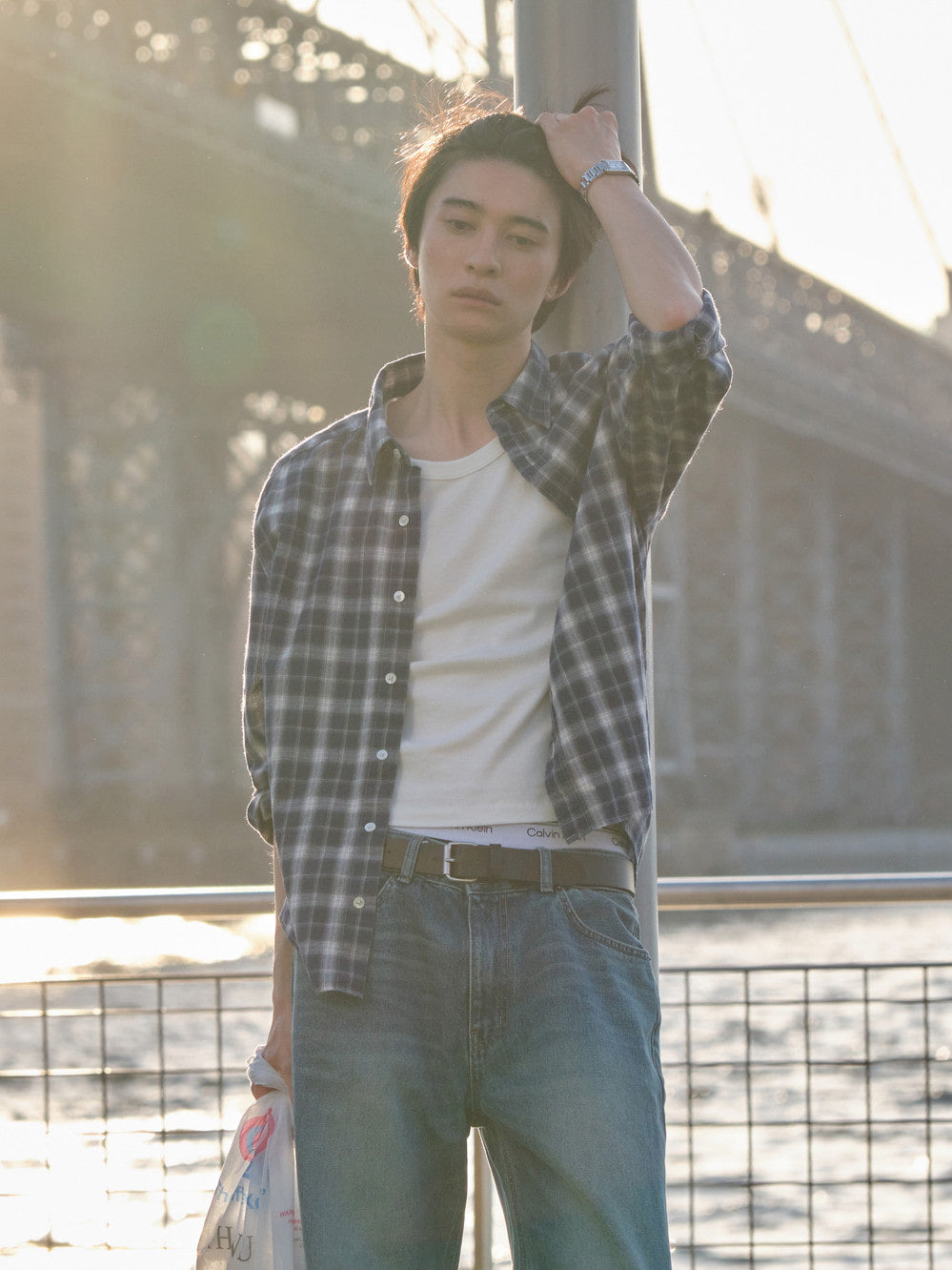 Low Classic Regular-Fit Lc Sheer Checked Shirt Navy