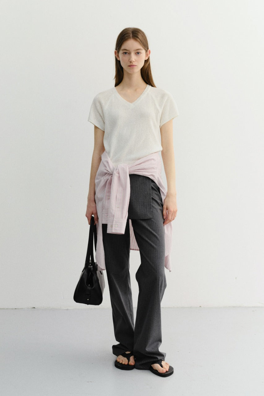 Dunst Skirt Layered Slim Pants Charcoal Grey Stripe