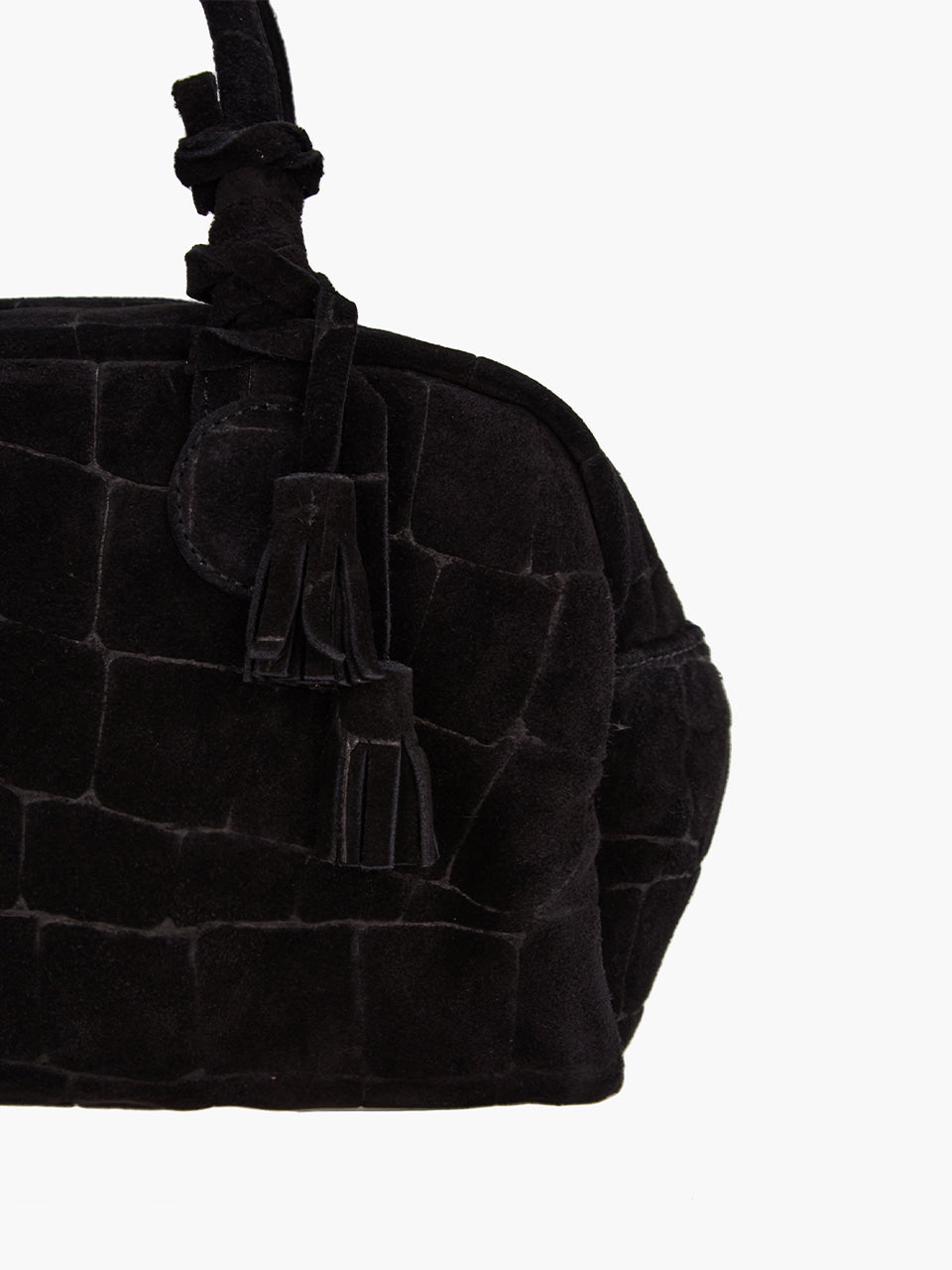 Margesherwood Soft Bowling black croc-effect suede