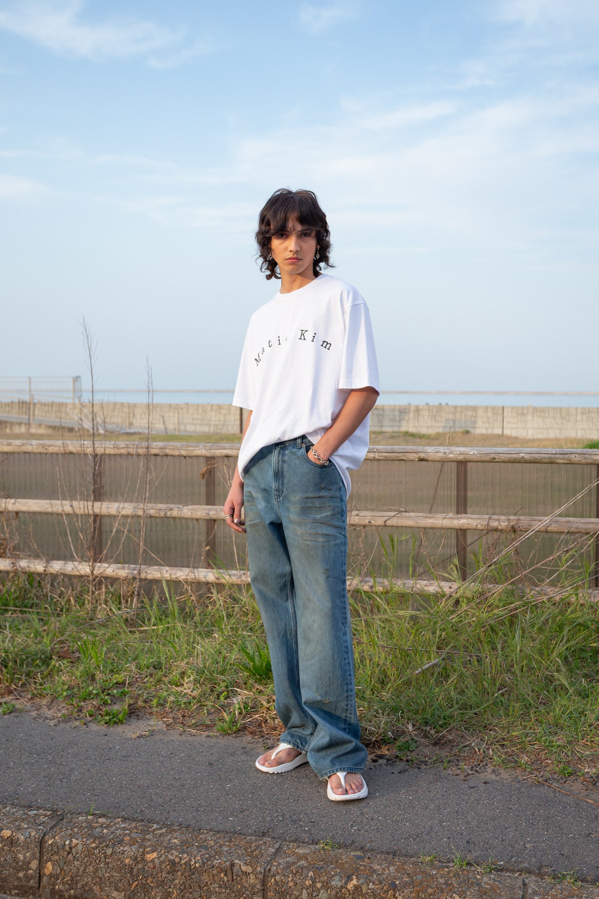 Matinkim Minimal Arch Logo Top For Men IN White