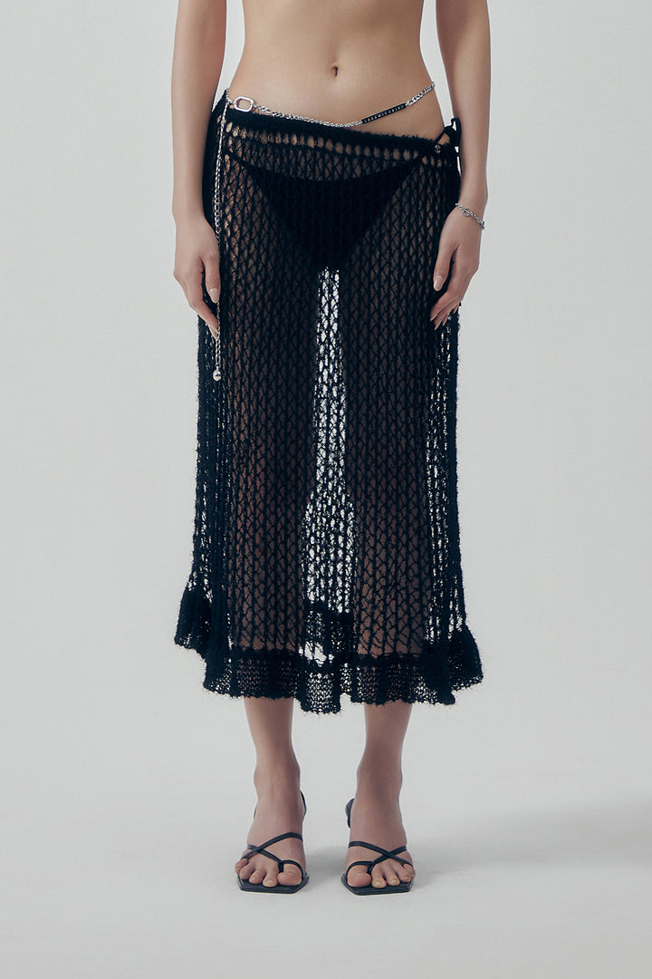Treemingbird Soft Kint Layered Skirt Black