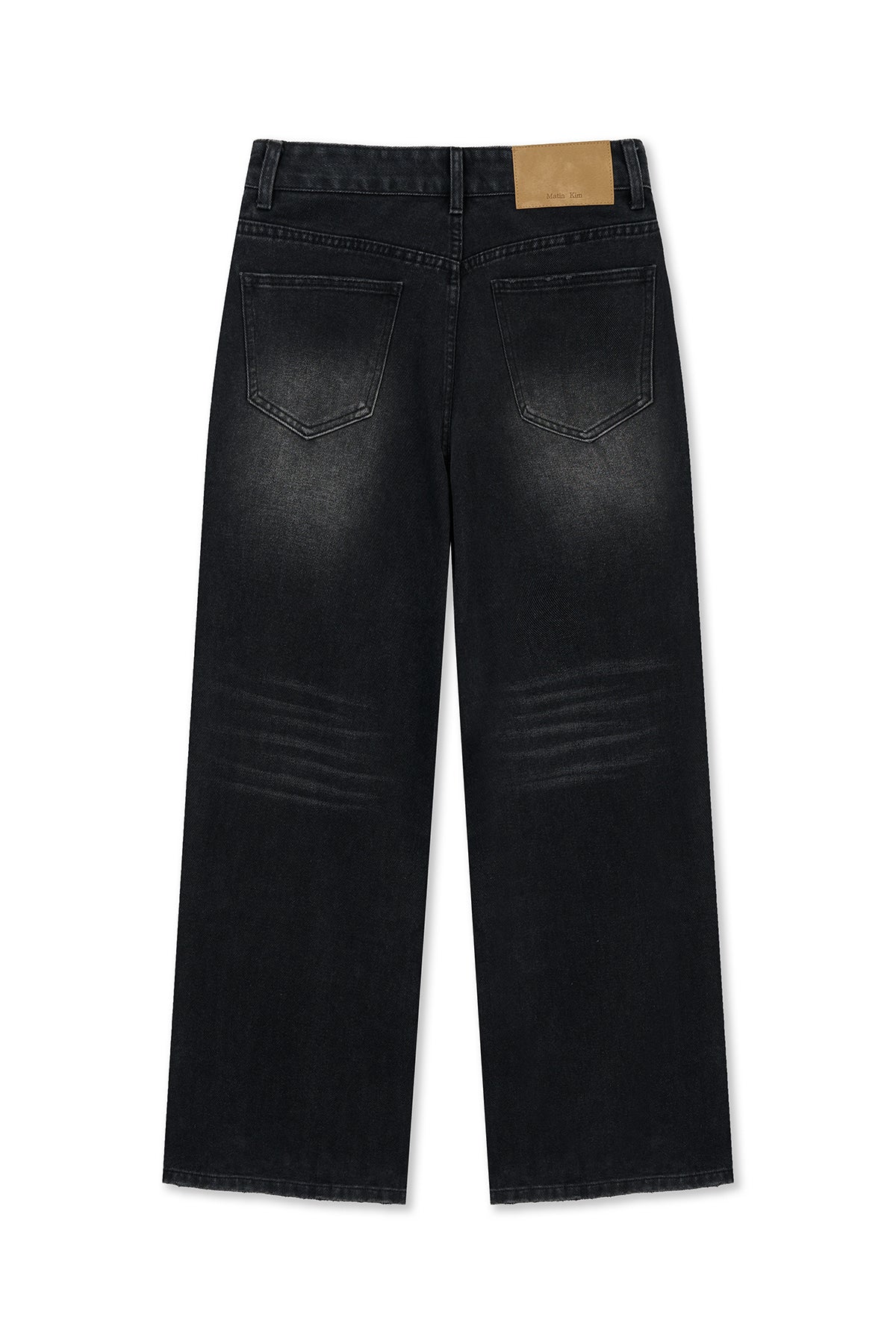 [matinkim] FRONT LAYERED DISTRESSED DENIM PANTS IN BLACK
