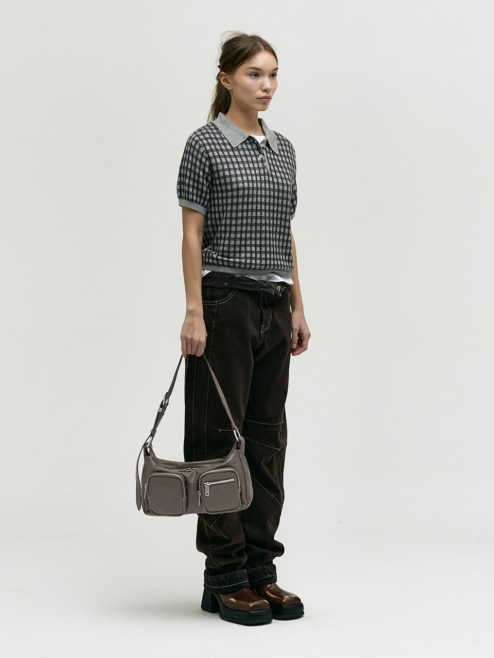 Marge Sherwood Outpocket Hobo taupe washed nappa