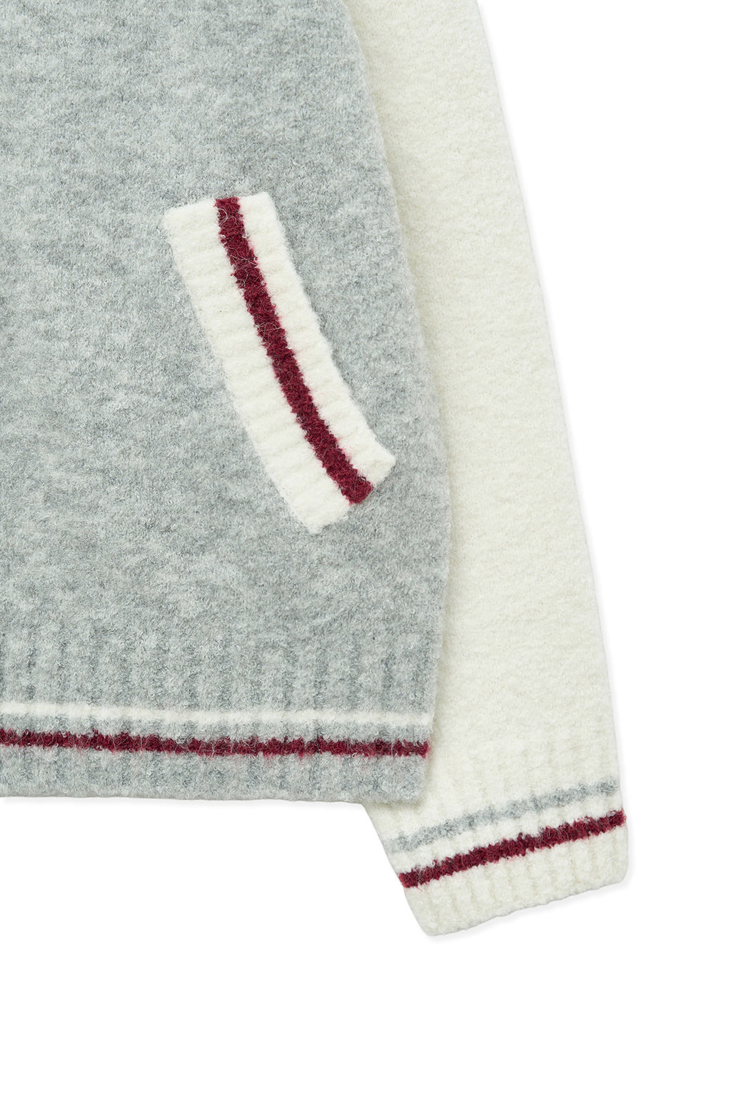 [matinkim] HIGH NECK RAGLAN KNIT ZIP UP FOR MEN IN IVORY