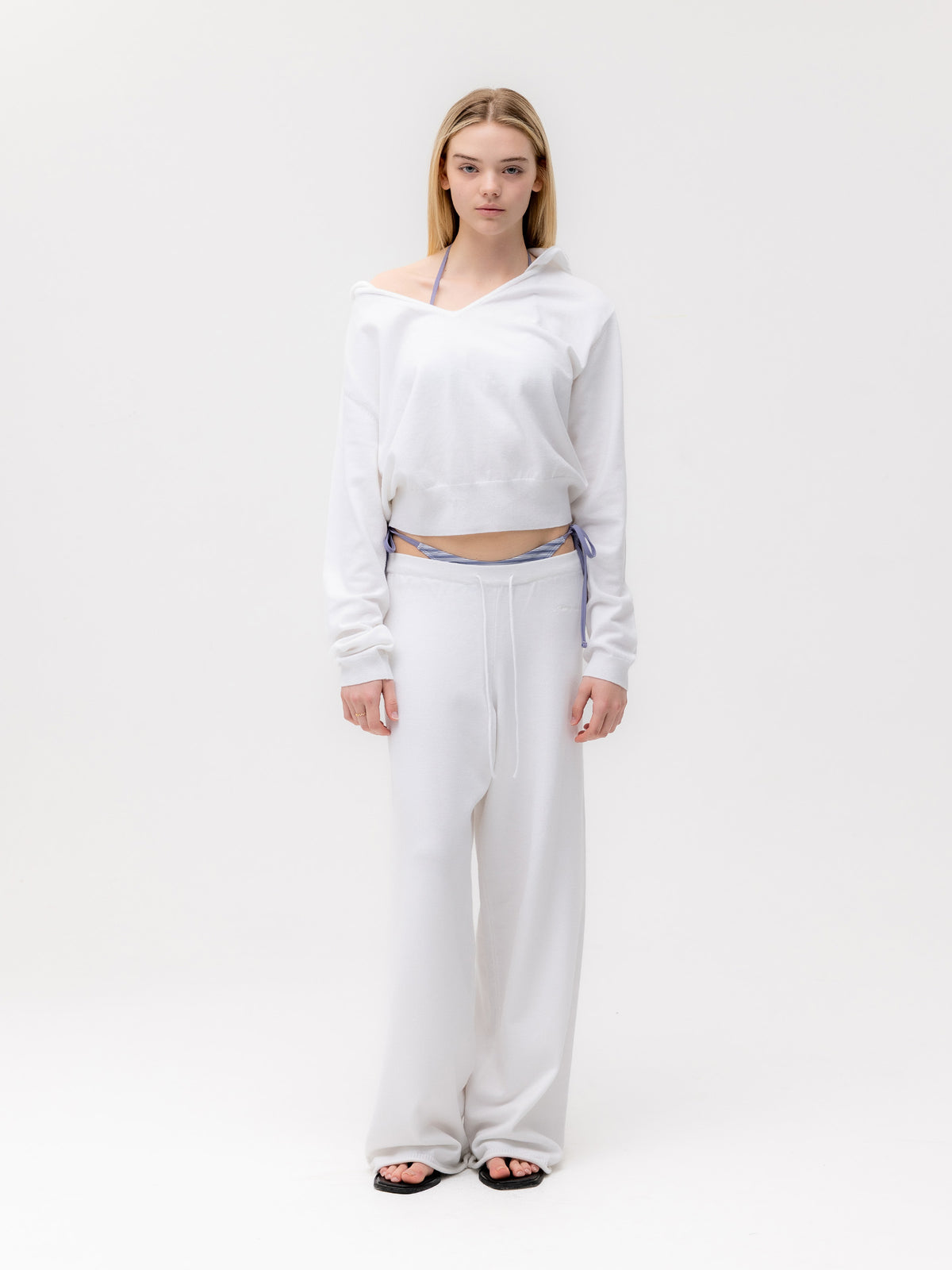 GLOWNY G Hug Knit Pants (White)