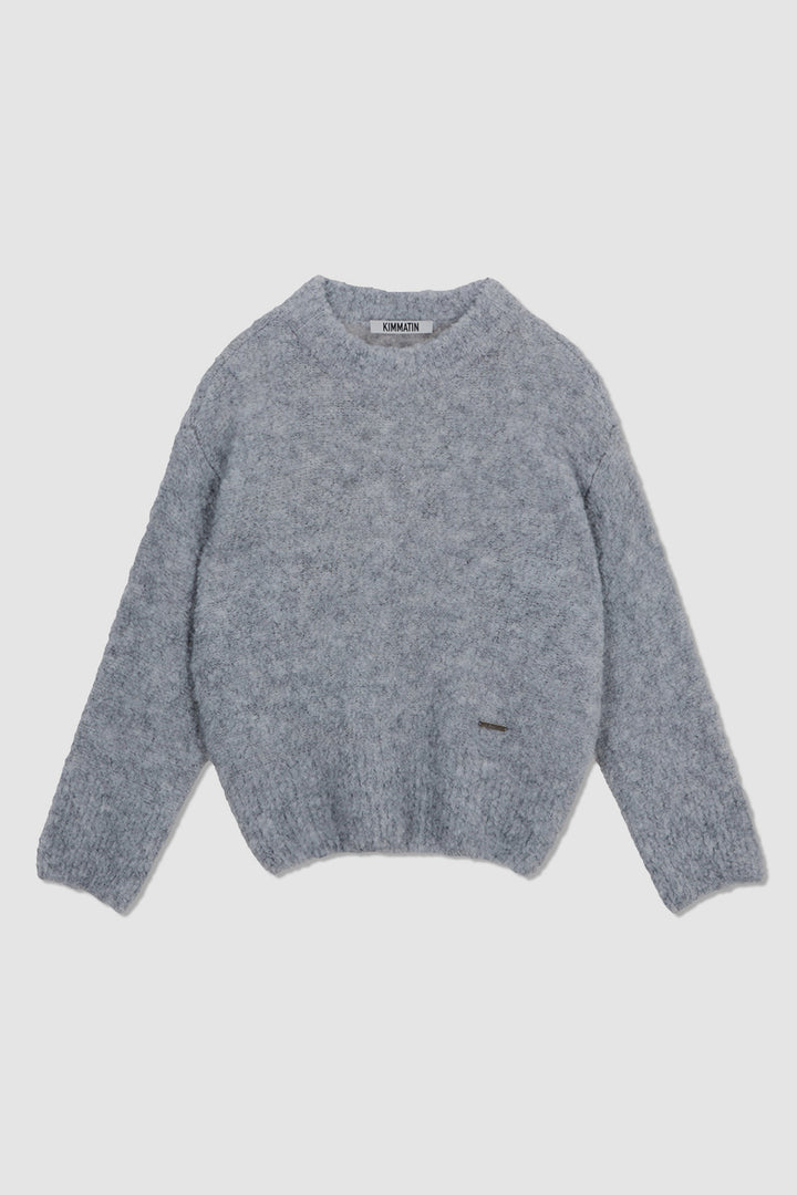 Matinkim Volume Neck Boucle Pullover IN Grey