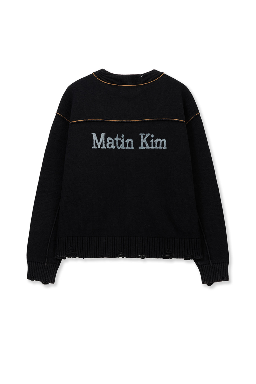 Matinkim Back Logo Line Point Knit Cardigan IN Black