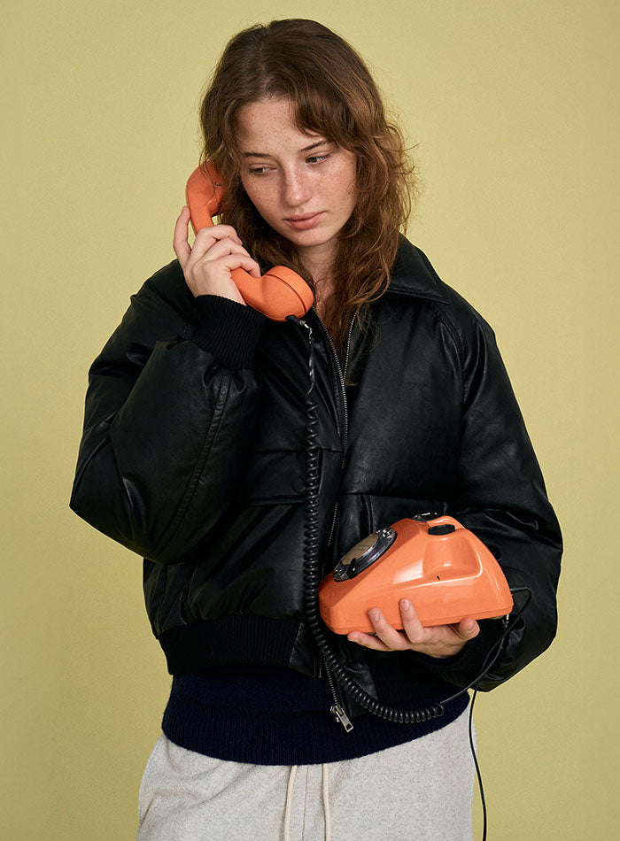 Mango Maniplease Bare Leather Down Jumper Black