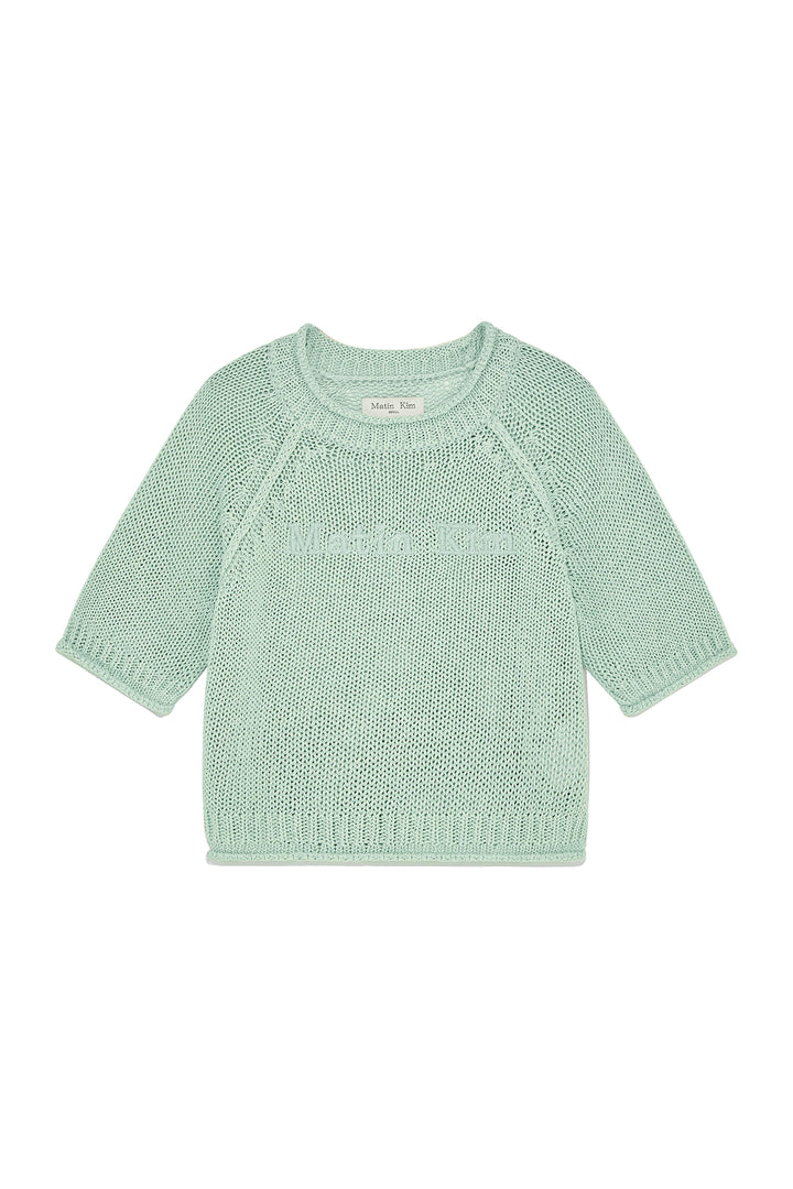 Matinkim Three Quarter Sleeve Logo Knit Pullover IN Mint