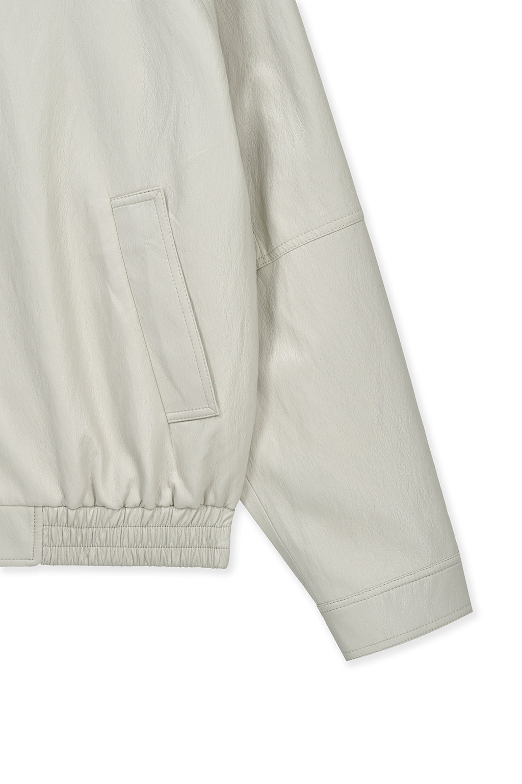 Matinkim Small Logo Faux Leather Zip UP Jumper IN Light Grey