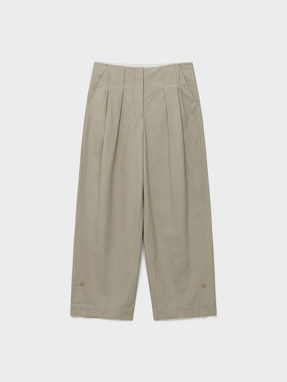 Low Classic Washed Cotton Wide Two-Tuck Pants Beige