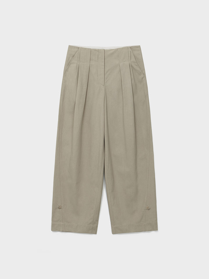 Low Classic Washed Cotton Wide Two-Tuck Pants Beige