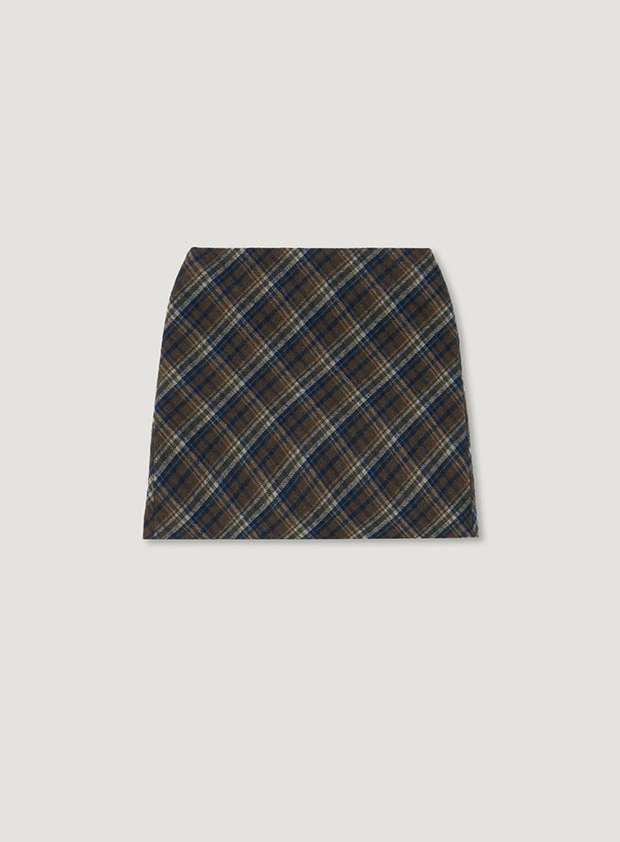 Mango Maniplease Nix Check Mini Skirt Brown