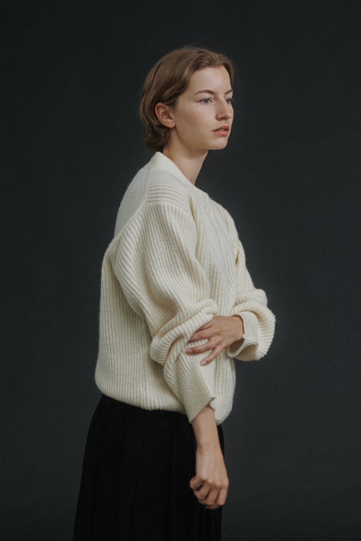 Nothing Written Shetland wool henri-neck pullover (Ivory)